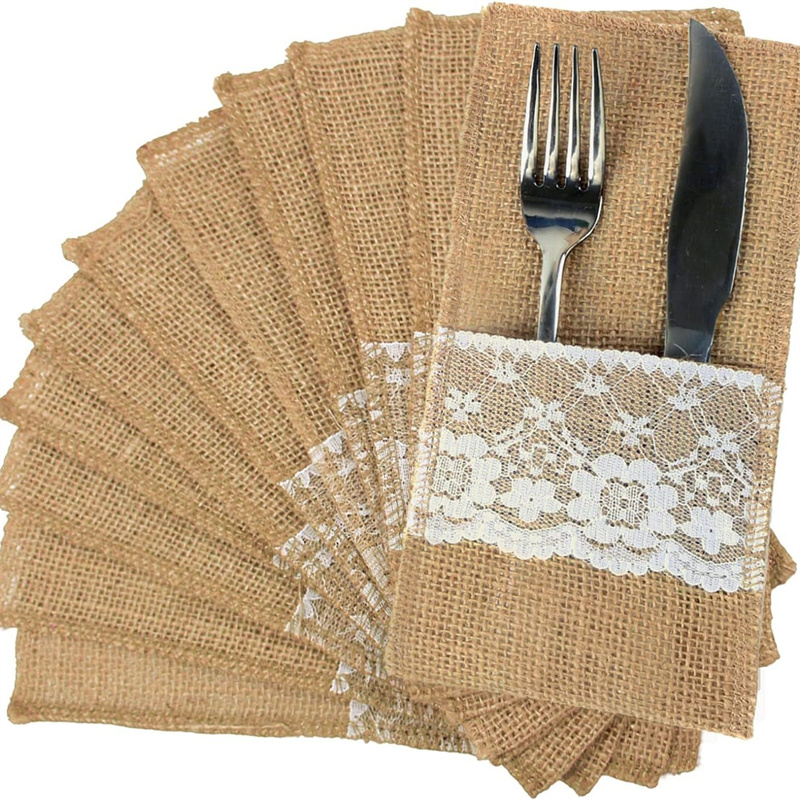 Wedding Supply Rentals - Мешочек для столовых приборов из мешковины