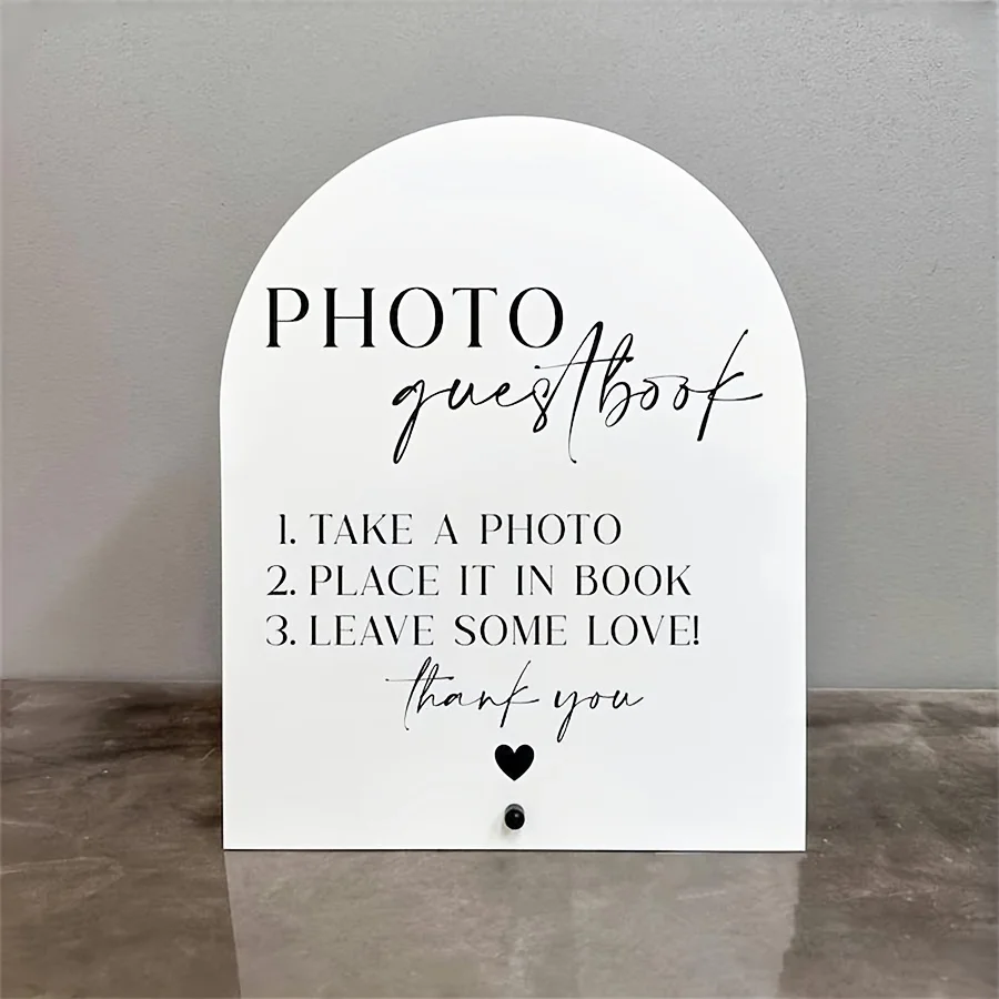 Personalized Guest Book - Элегантная акриловая свадебная вывеска для гостевой