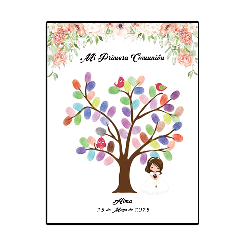Personalized Guest Book - Персонализированная тема, имя, дата, отпечаток пальца,