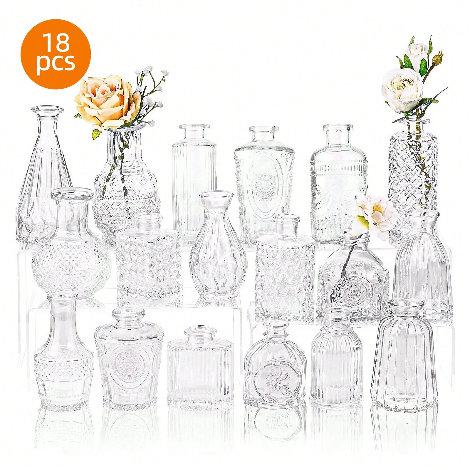 Набор из 18/36 стеклянных ваз  – обзор и цена Wedding Supply Rentals