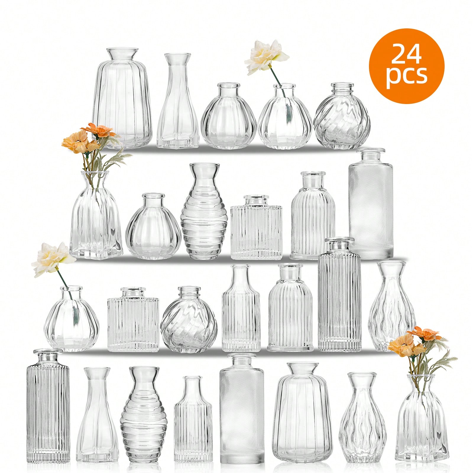 Набор из 18/36 стеклянных ваз  – обзор и цена Wedding Supply Rentals